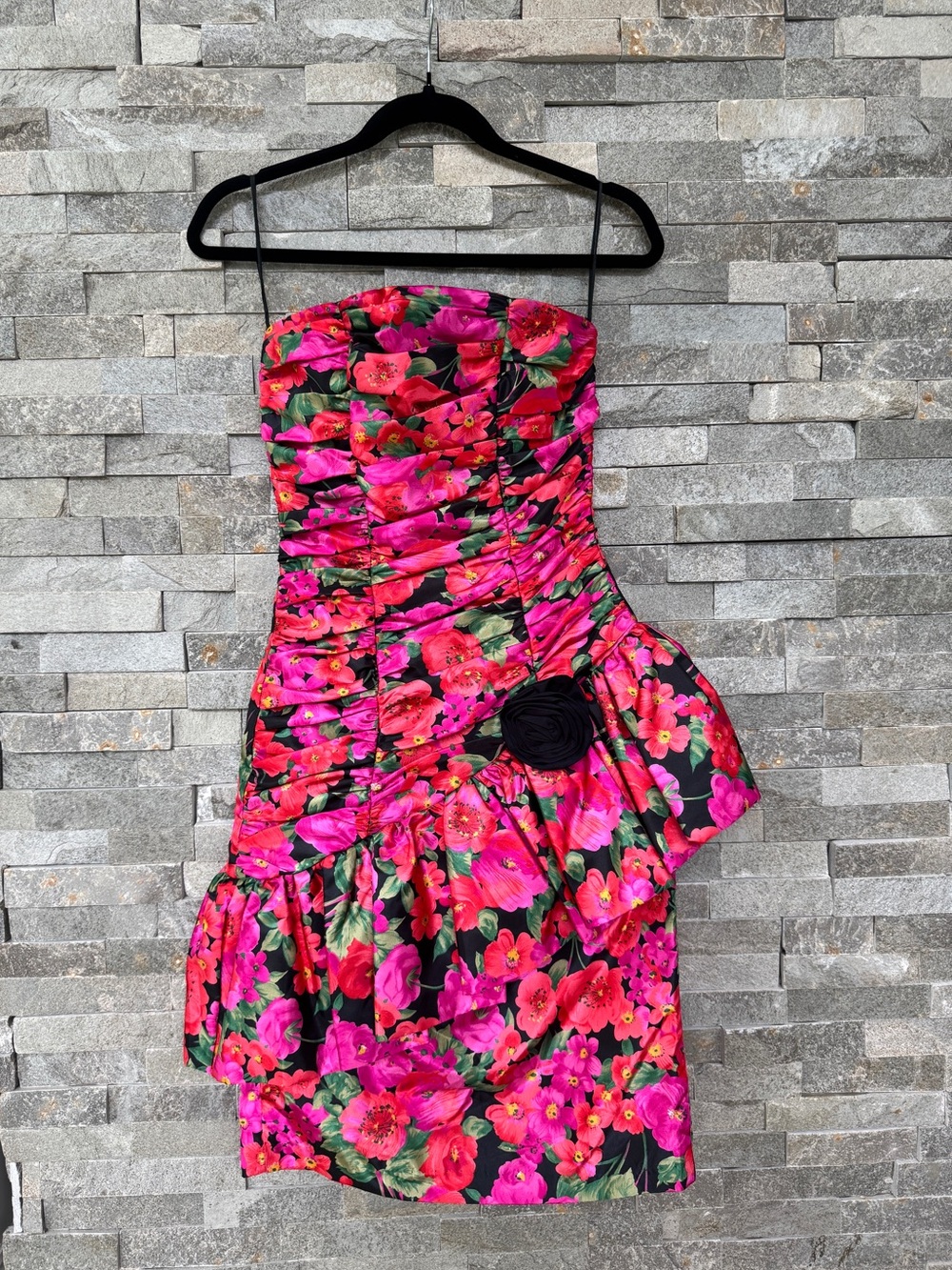 Vintage Dave & Johnny by Joseph Lara Strapless Floral Cocktail Dress 5/6 Small